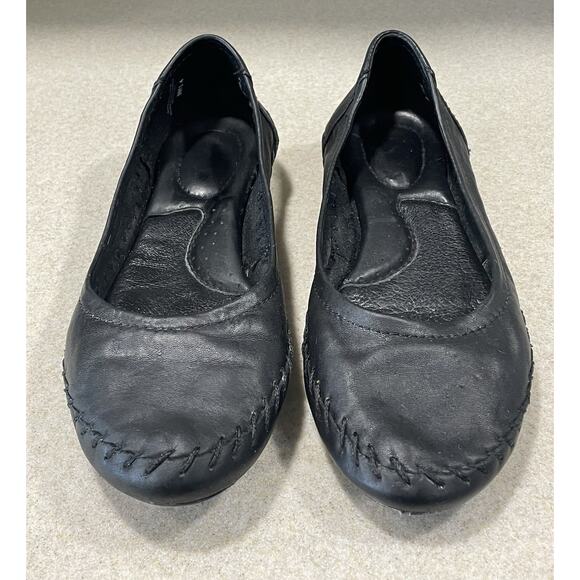 BORN Leather YARA Flats Ballet Women's US 8 /EU 39 Shoes Slip On Black - Picture 2 of 10